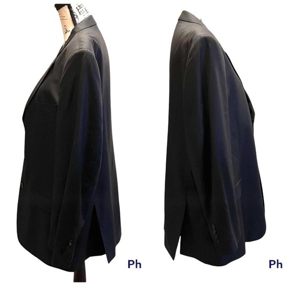 Emanuel Ungaro Suit Jacket Blazer Sport Coat Navy Blue Size 46R formal office - Picture 3 of 13